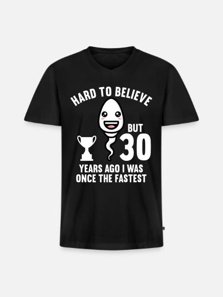 30 jaar geleden 30 jaar snelste 30e verjaardag - Mannen Premium Bio T-shirt met V-hals - zwart