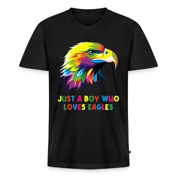 just a boy who loves eagles Vogel Adler - Männer Premium Bio T-Shirt mit V-Ausschnitt - Schwarz - Vorne - Nico (187cm)