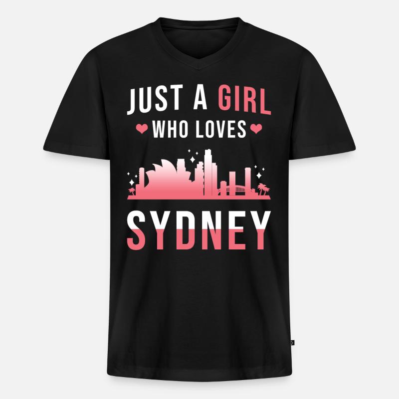 Sydney - Männer Premium Bio T-Shirt mit V-Ausschnitt - Schwarz