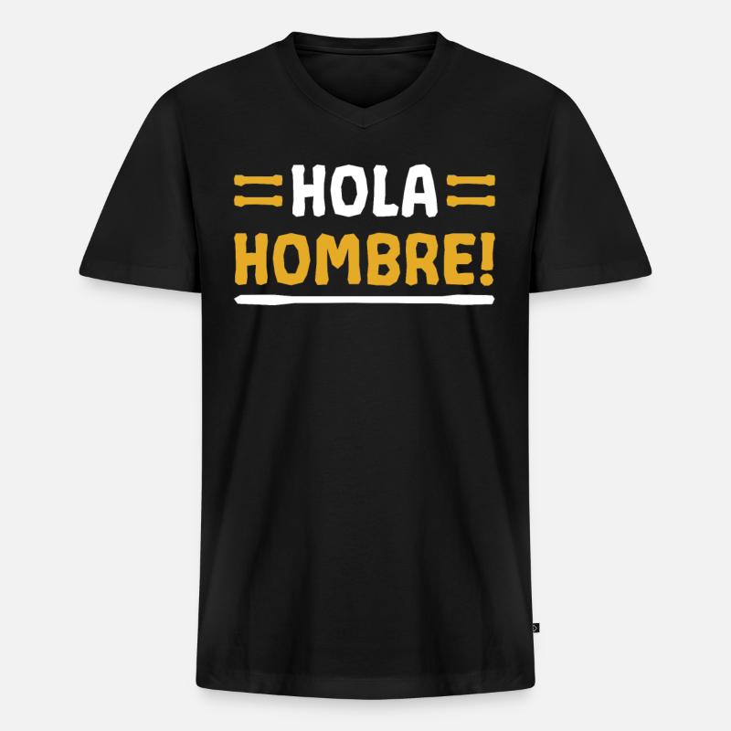 Hola Hombre - Männer Premium Bio T-Shirt mit V-Ausschnitt - Schwarz