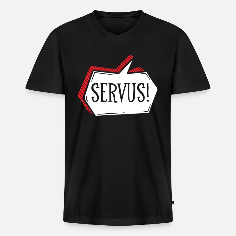 Servus - Männer Premium Bio T-Shirt mit V-Ausschnitt - Schwarz