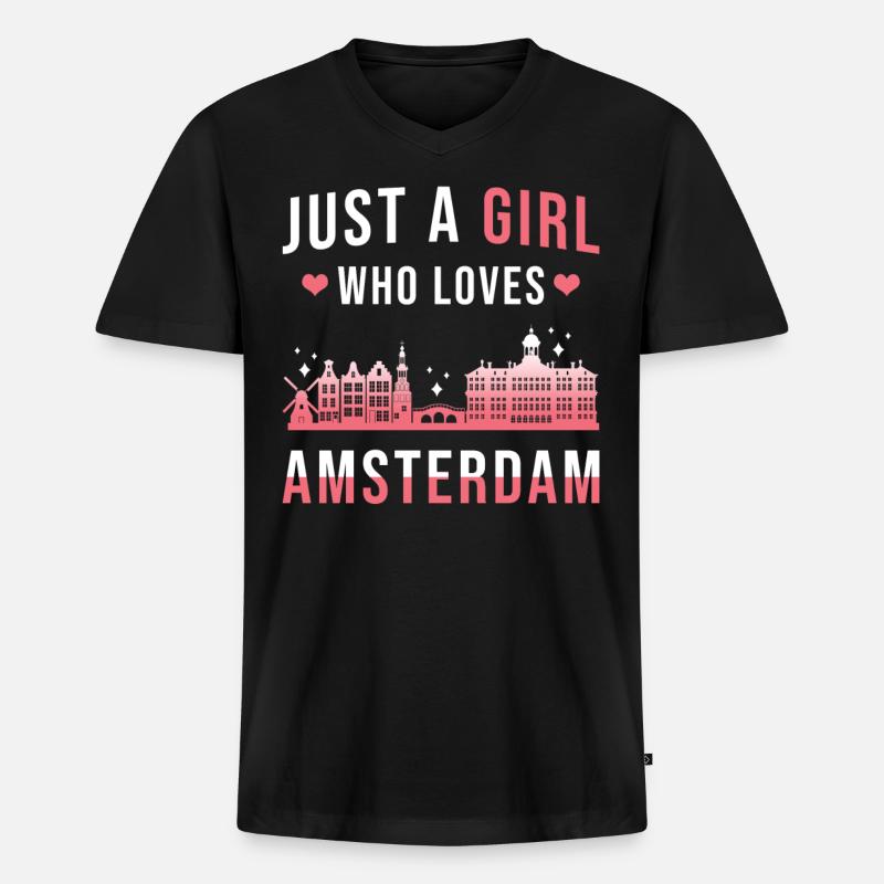 Amsterdam - Männer Premium Bio T-Shirt mit V-Ausschnitt - Schwarz