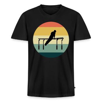 Kunstturnen Parallelbarren Turner Vintage - Männer Premium Bio T-Shirt mit V-Ausschnitt - Schwarz - Vorne - Nico (187cm)