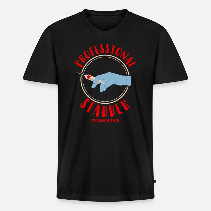 Phlebotomist Tech Technician - Männer Premium Bio T-Shirt mit V-Ausschnitt - Schwarz
