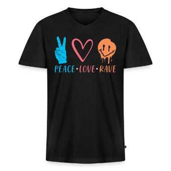 Rave - Men's Premium Organic T-shirt with V-neck - black - Front - Nico (187cm)