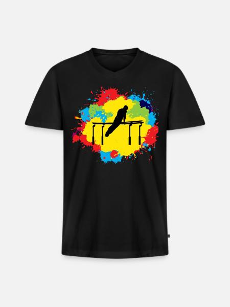 Kunstturnen Parallelbalken Aquarell - Männer Premium Bio T-Shirt mit V-Ausschnitt - Schwarz