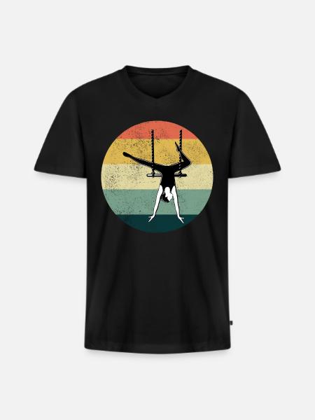 Static Trapeze Artist Circus Gymnastics Vintage - Men's Premium Organic T-shirt with V-neck - black