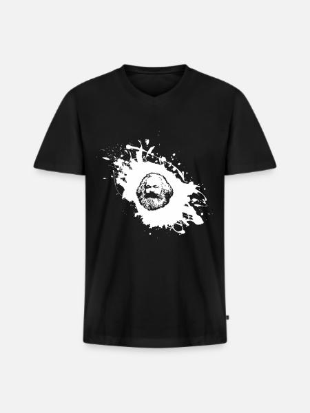 Karl Marx Splash Communism Marxism Philosopher - Men's Premium Organic T-shirt with V-neck - black