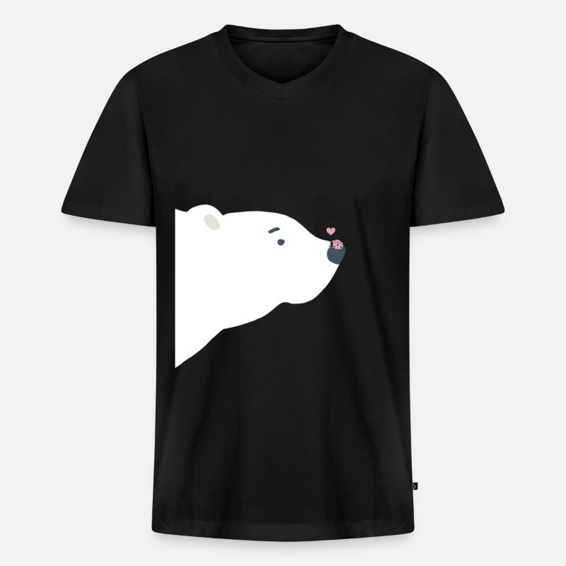 Eisbär - Männer Premium Bio T-Shirt mit V-Ausschnitt - Schwarz