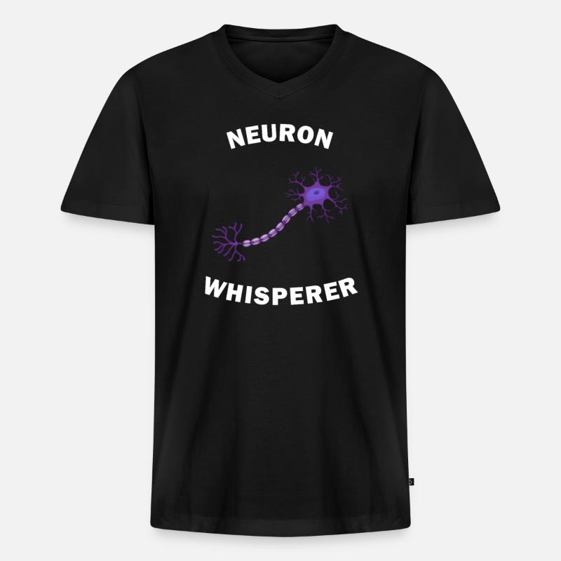 Neuron Whisperer - Männer Premium Bio T-Shirt mit V-Ausschnitt - Schwarz