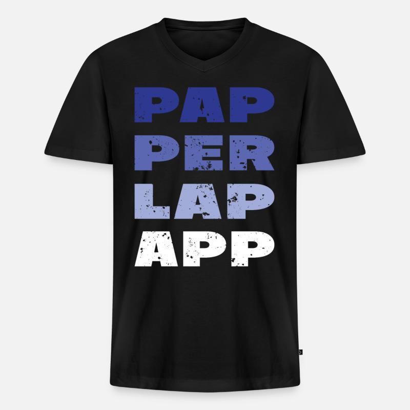 PAP PER LAP APP - Männer Premium Bio T-Shirt mit V-Ausschnitt - Schwarz