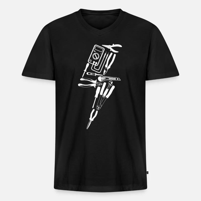 Electrician Flash Tool - Männer Premium Bio T-Shirt mit V-Ausschnitt - Schwarz