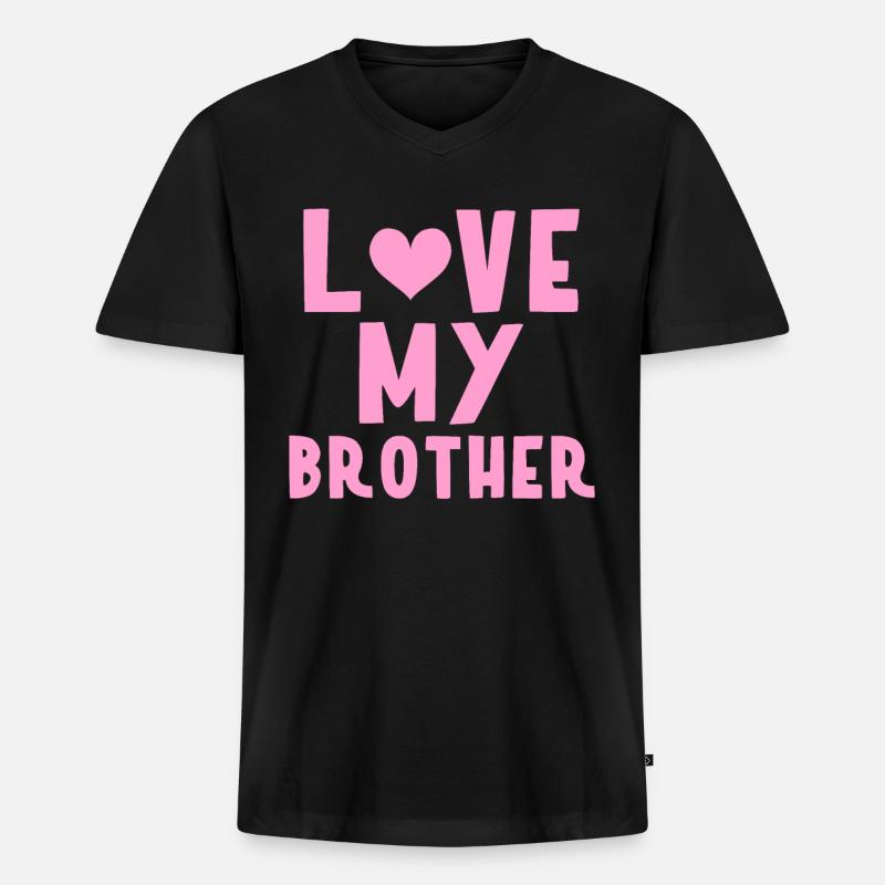 Ich liebe meinen Bruder - Männer Premium Bio T-Shirt mit V-Ausschnitt - Schwarz