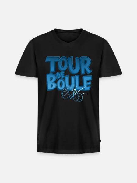 Tour de Boule Pétanque blue - Men's Premium Organic T-shirt with V-neck - black