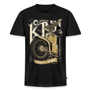 Simson Schwalbe KR51 - Männer Premium Bio T-Shirt mit V-Ausschnitt - Schwarz - Vorne - Nico (187cm)