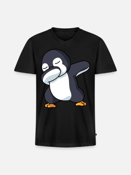 Dabbing Pingvin Pingvin Dab Pingvin Kostym Pojke - Ekologisk premium-T-shirt med V-ringning herr - svart