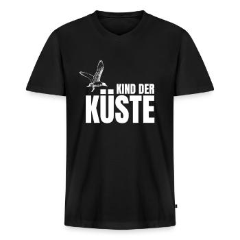 Kind der Küste mit Möwe für Kinder der Küste - Männer Premium Bio T-Shirt mit V-Ausschnitt - Schwarz - Vorne - Nico (187cm)