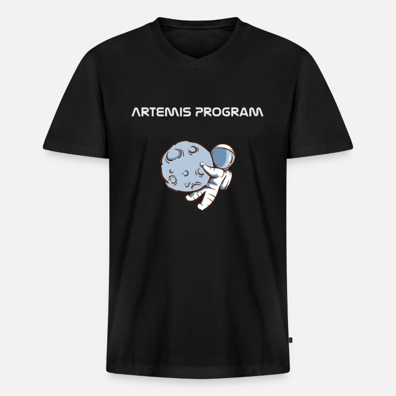 Programme Artemis Astronaute Lune - T-shirt encolure en V Premium bio Homme - noir