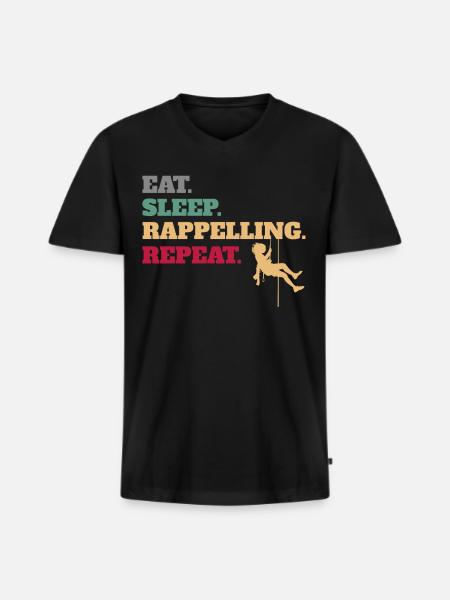 Eat Sleep Rappelling Repeat - Men's Premium Organic T-shirt with V-neck - black