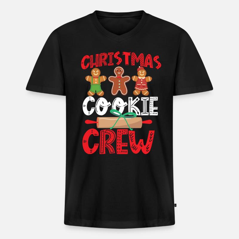Bake Baking Christmas Cookie - Männer Premium Bio T-Shirt mit V-Ausschnitt - Schwarz