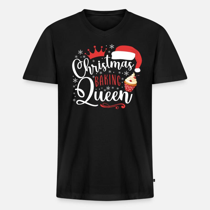 Bake Baking Christmas Cupcake - Männer Premium Bio T-Shirt mit V-Ausschnitt - Schwarz