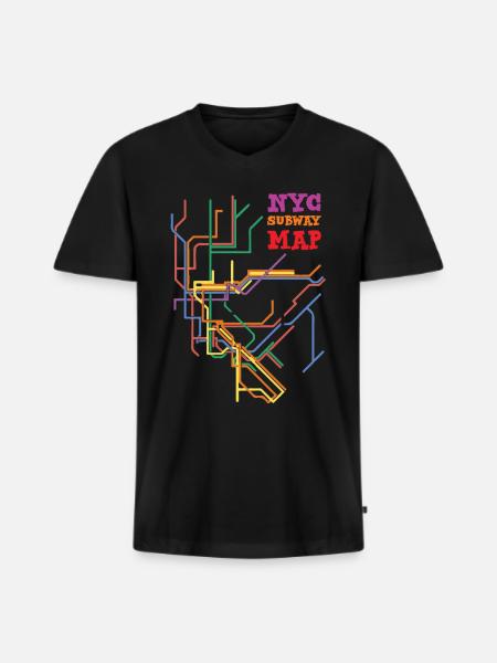 NYC Subway Map Mapa de la ciudad de Nueva York Usa Gift - Camiseta ecológica prémium para hombre con cuello de pico - negro