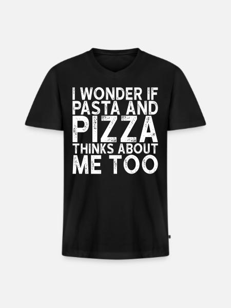 Pizza und Pasta - Männer Premium Bio T-Shirt mit V-Ausschnitt - Schwarz