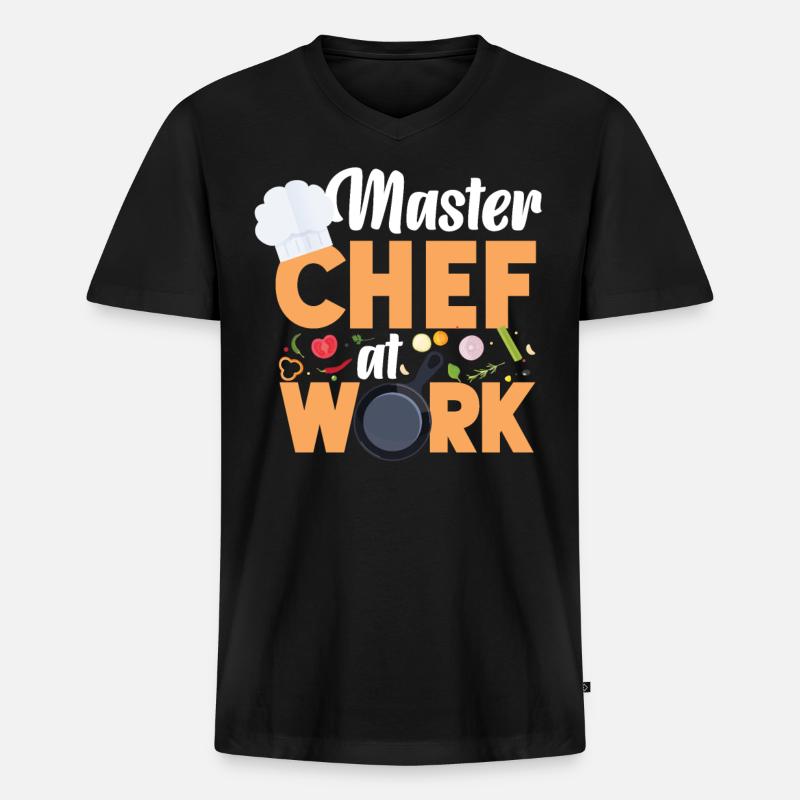 Cooking Cook Kitchen Chef Master - Männer Premium Bio T-Shirt mit V-Ausschnitt - Schwarz