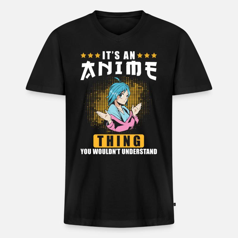 Anime - Männer Premium Bio T-Shirt mit V-Ausschnitt - Schwarz
