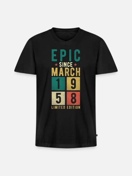 Birthday March 1958 - Men's Premium Organic T-shirt with V-neck - black