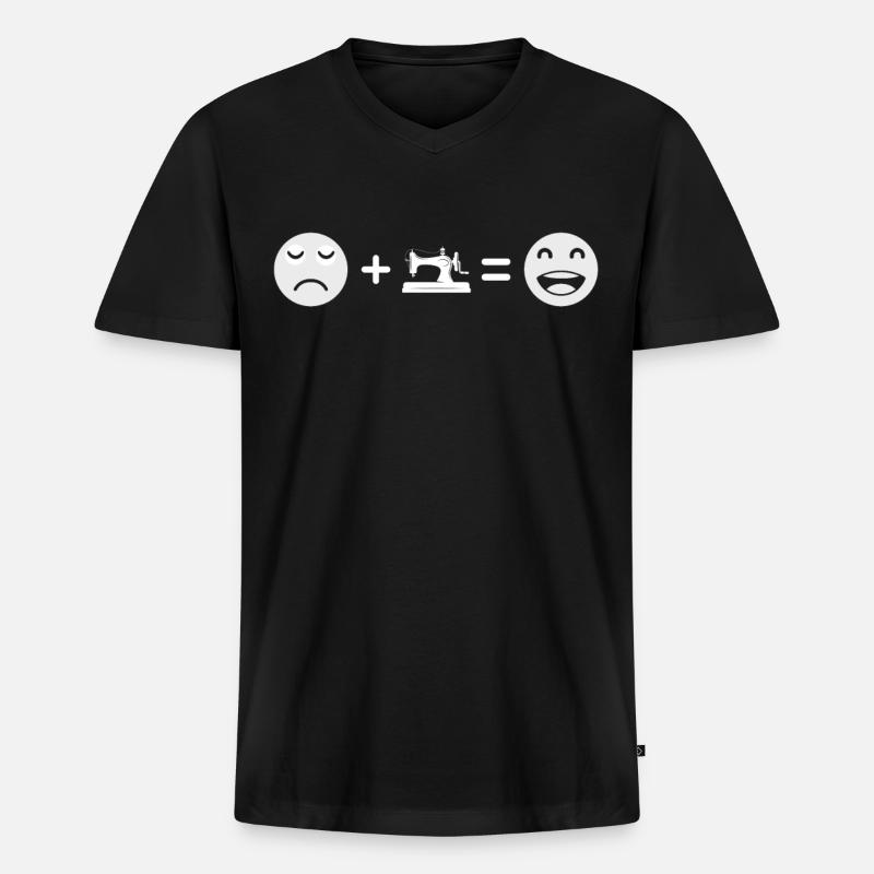 Nähen - Männer Premium Bio T-Shirt mit V-Ausschnitt - Schwarz