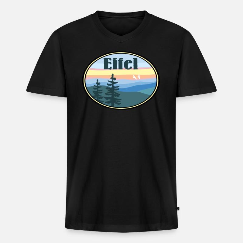 Eifel - Männer Premium Bio T-Shirt mit V-Ausschnitt - Schwarz