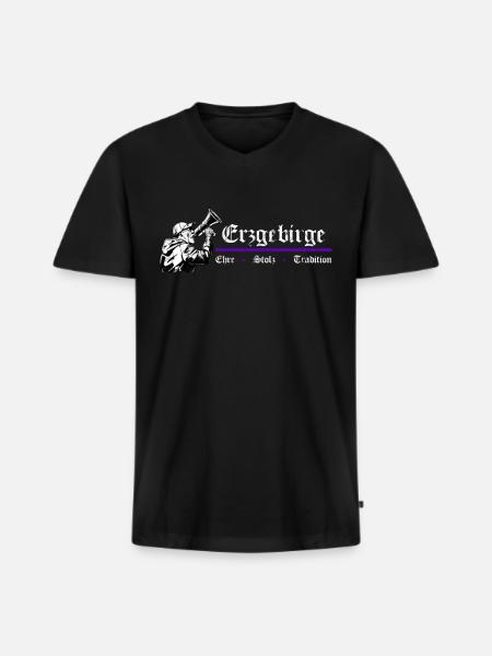 Erzgebirge Ehre Stolz Tradition - Männer Premium Bio T-Shirt mit V-Ausschnitt - Schwarz