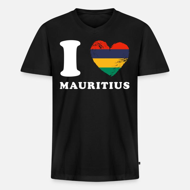 I love Mauritius - Männer Premium Bio T-Shirt mit V-Ausschnitt - Schwarz