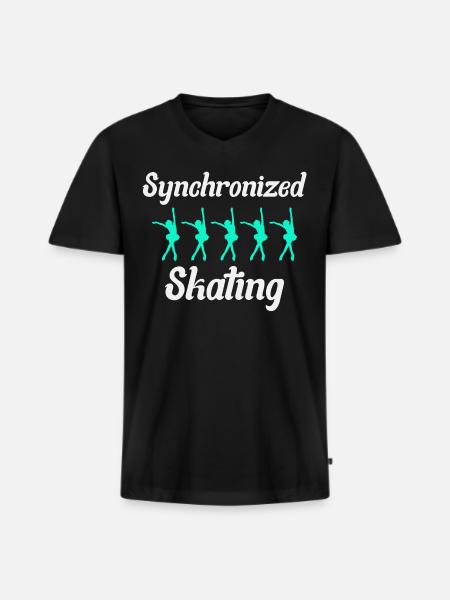 Synchro Synchron Eiskunstlauf Eiskunstläufer - Männer Premium Bio T-Shirt mit V-Ausschnitt - Schwarz
