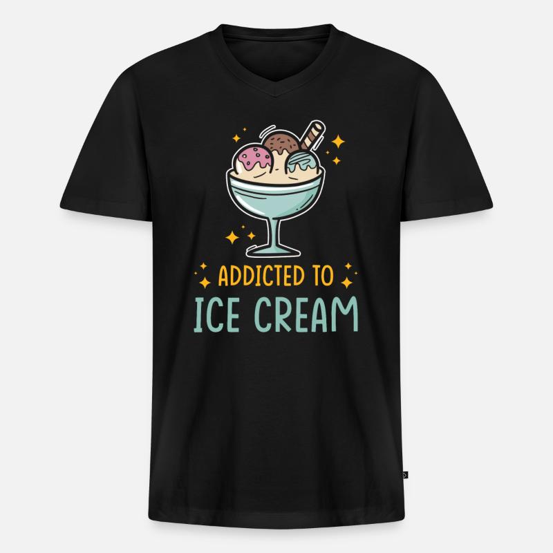 Eis - Männer Premium Bio T-Shirt mit V-Ausschnitt - Schwarz