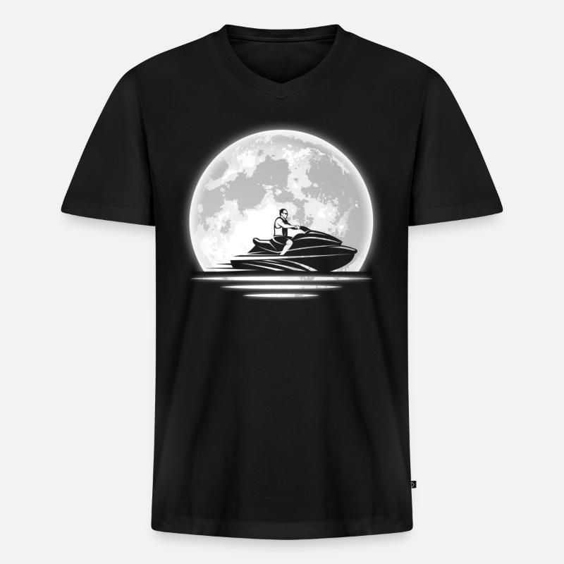 Jetski - Männer Premium Bio T-Shirt mit V-Ausschnitt - Schwarz