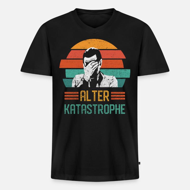 Alter Katastrophe - Männer Premium Bio T-Shirt mit V-Ausschnitt - Schwarz