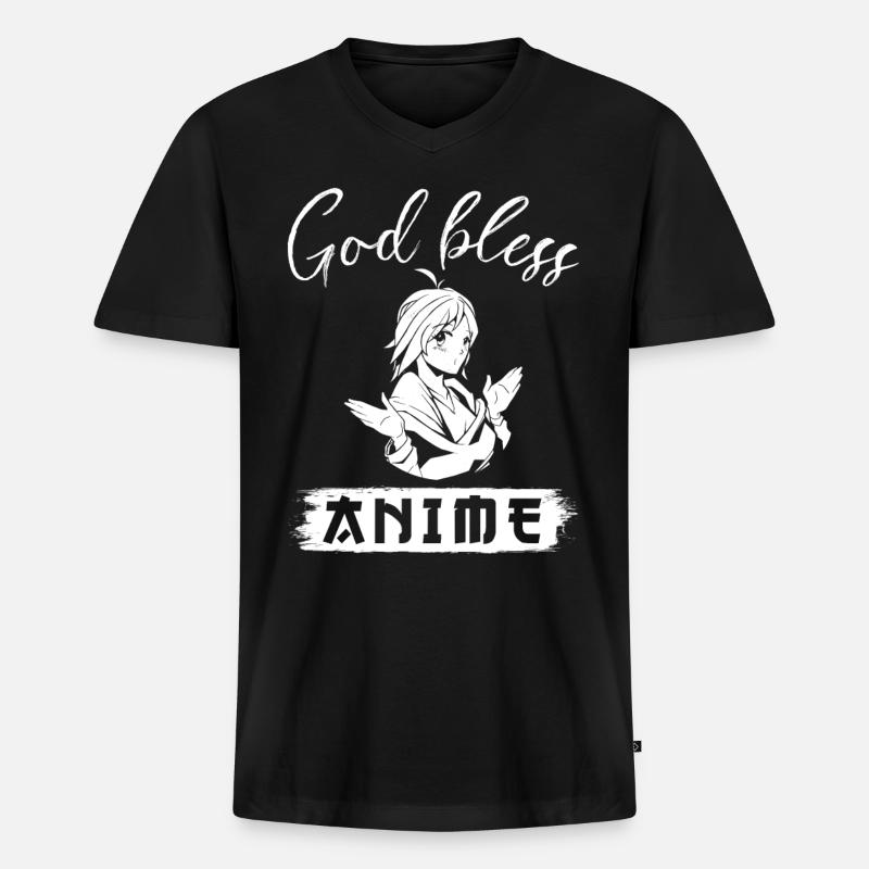 Anime - Männer Premium Bio T-Shirt mit V-Ausschnitt - Schwarz