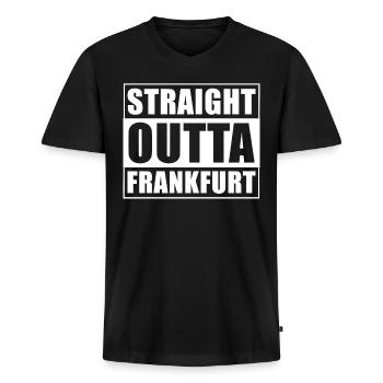 Straight outta Frankfurt - Männer Premium Bio T-Shirt mit V-Ausschnitt - Schwarz - Vorne - Nico (187cm)