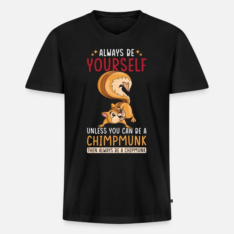 Streifenhörnchen - Männer Premium Bio T-Shirt mit V-Ausschnitt - Schwarz