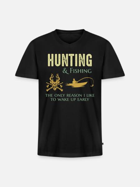 Jagt Fiskeri Jæger Fiskere Udendørs Sjovt - Premium økologisk T-shirt med V-hals til mænd - sort