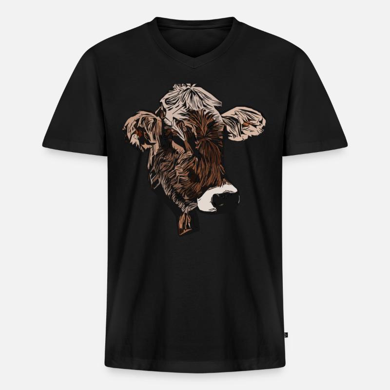 Kuhmotiv - Männer Premium Bio T-Shirt mit V-Ausschnitt - Schwarz