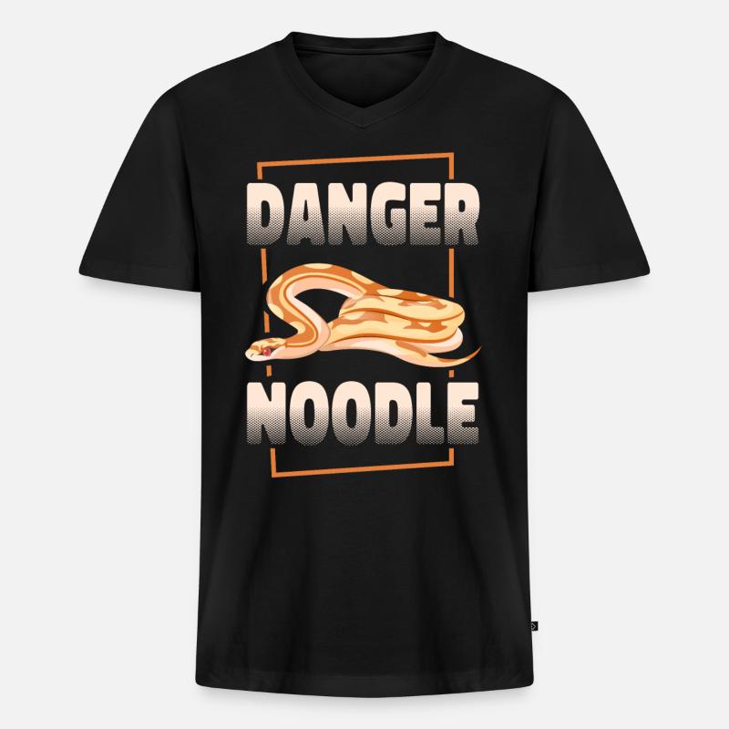 Snake Serpent Danger Noodle - Männer Premium Bio T-Shirt mit V-Ausschnitt - Schwarz