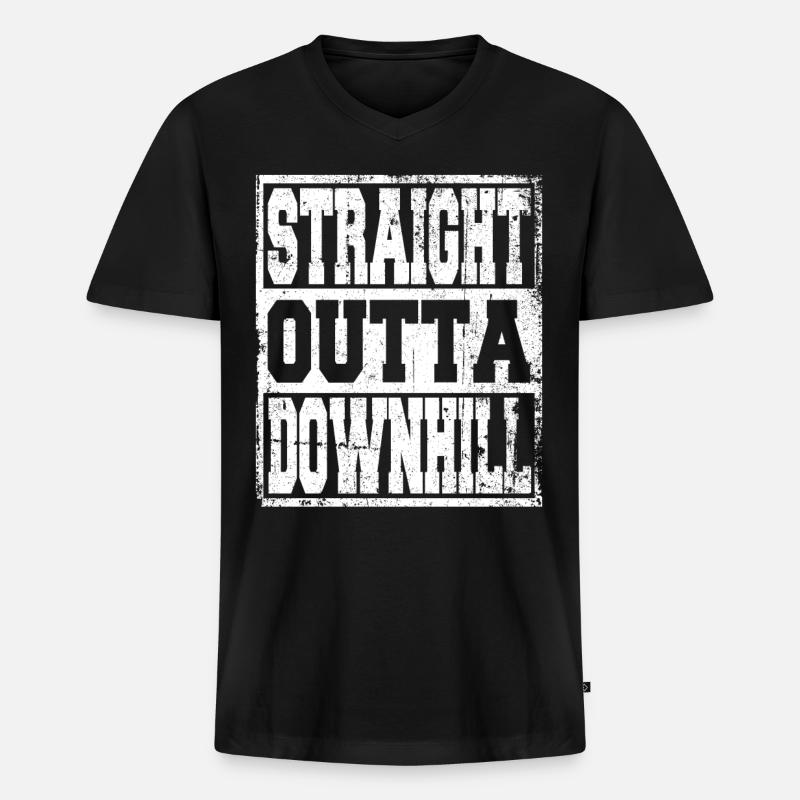 Downhill Spruch lustig - Männer Premium Bio T-Shirt mit V-Ausschnitt - Schwarz