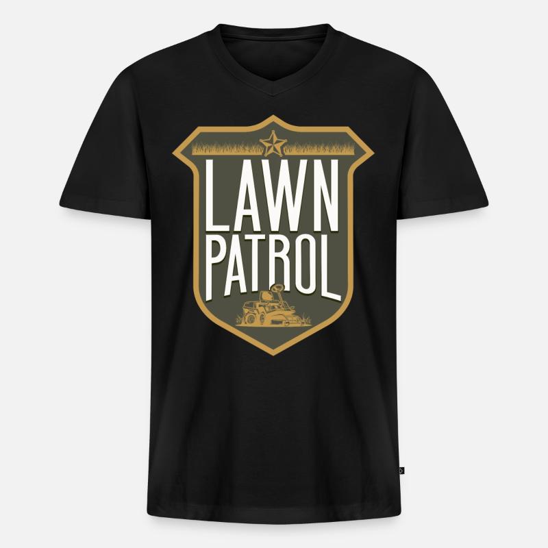 Lawn Mower Mowing Dad Father - Männer Premium Bio T-Shirt mit V-Ausschnitt - Schwarz