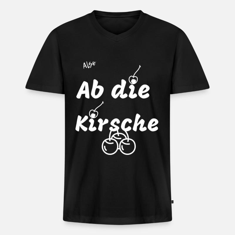 Kirsche - Männer Premium Bio T-Shirt mit V-Ausschnitt - Schwarz