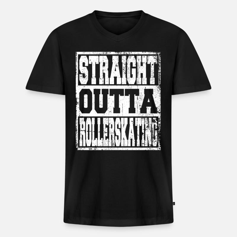 Rollerskating Spruch lustig - Männer Premium Bio T-Shirt mit V-Ausschnitt - Schwarz