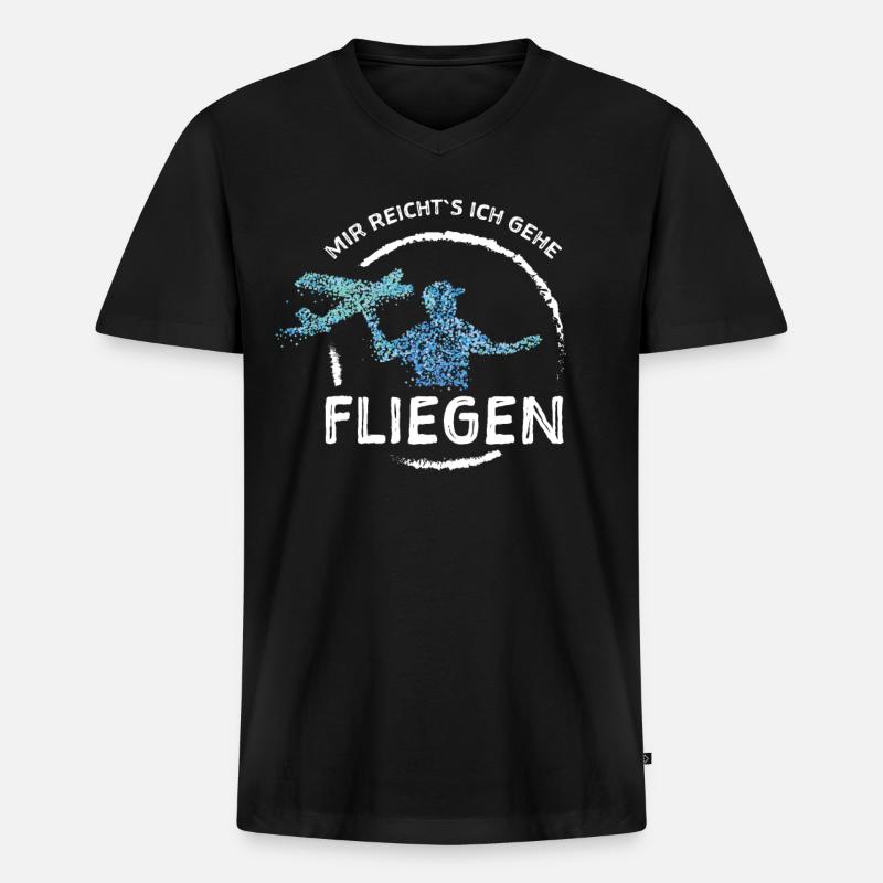 Modellflieger Fliegen Modellflugzeug - Männer Premium Bio T-Shirt mit V-Ausschnitt - Schwarz