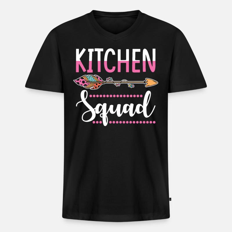 Küchen MItarbeiterin Gruppe - Männer Premium Bio T-Shirt mit V-Ausschnitt - Schwarz